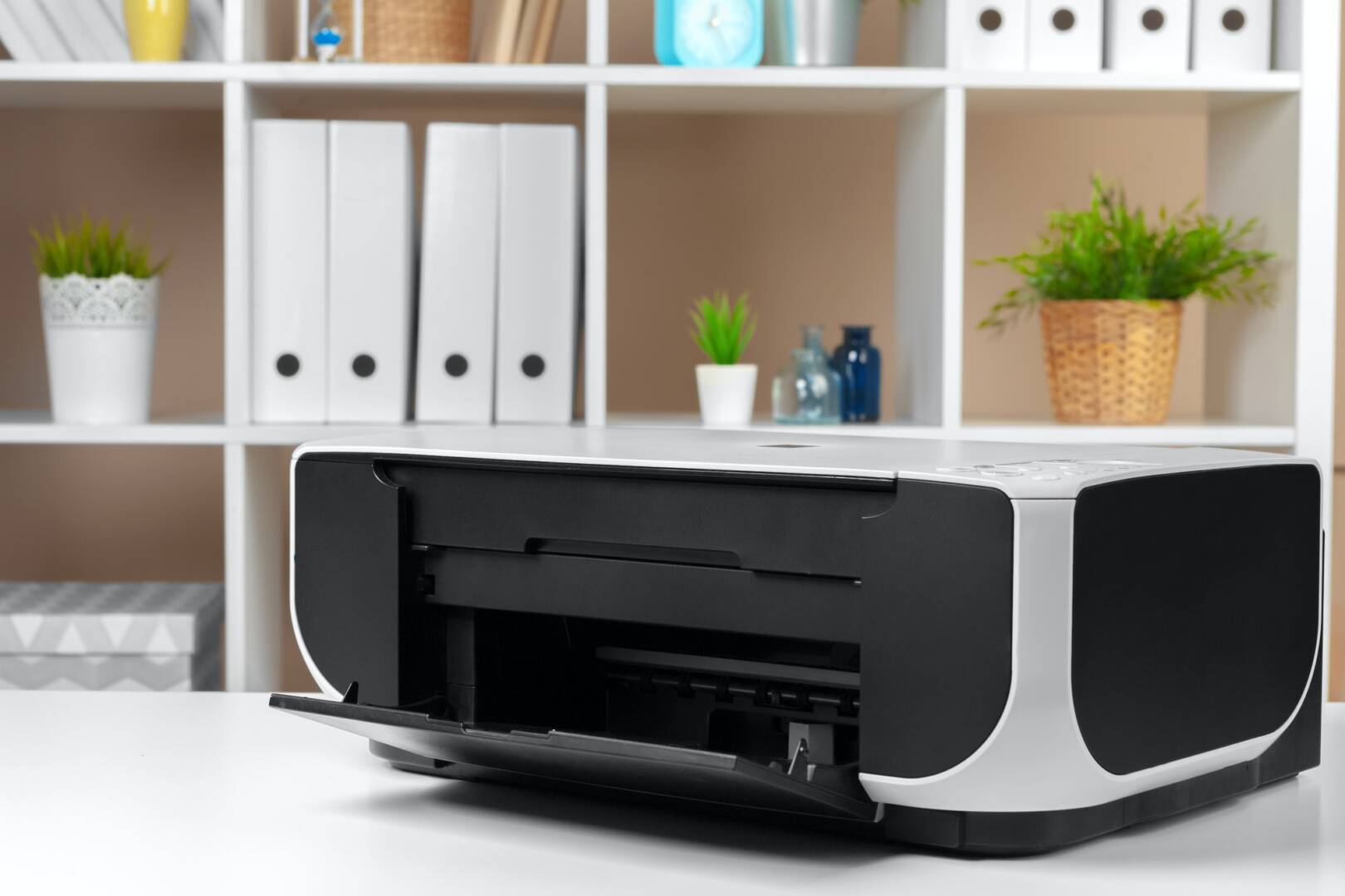 Printer, copier, scanner in office. Workplace